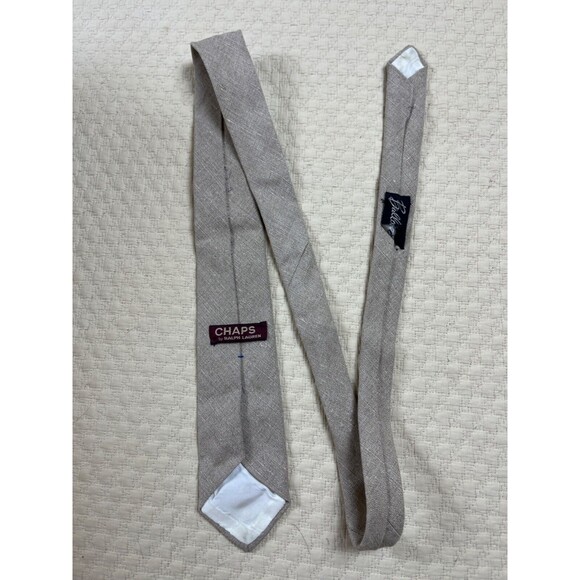 Vintage Bullocks Canvas Tie Chaps Ralph Lauren Men's Neck Tie | Tan | 3"W 52"L - Picture 3 of 5